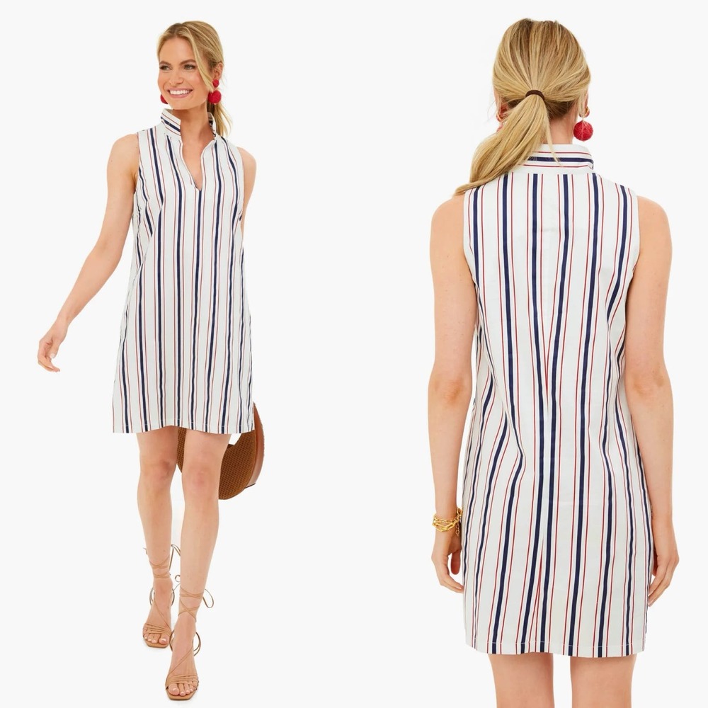 Tuckernuck Striped Mini Dress - White, Red, Blue - Picture 2 of 13